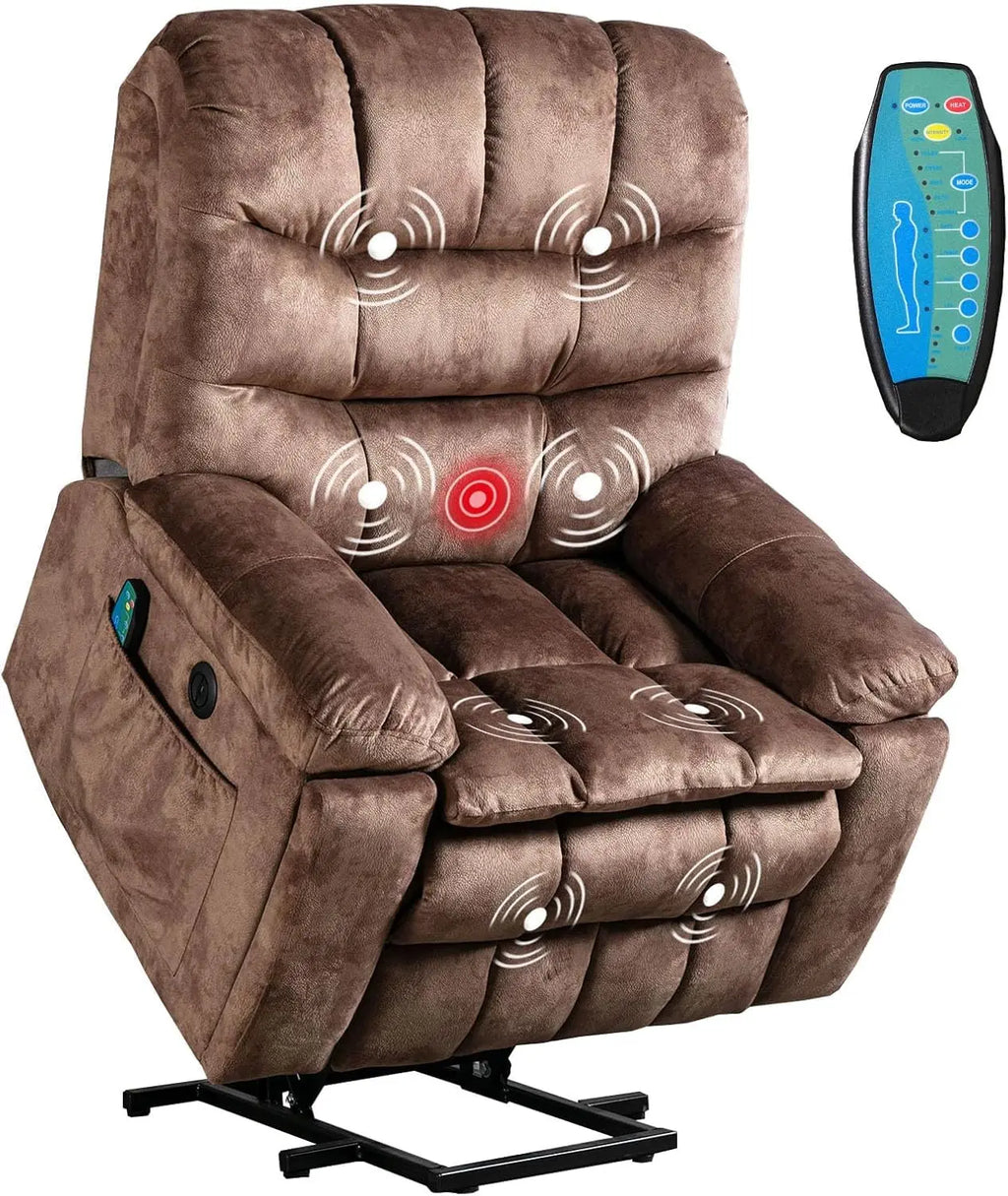 Large Power Lift Recliner with Massage and Heat