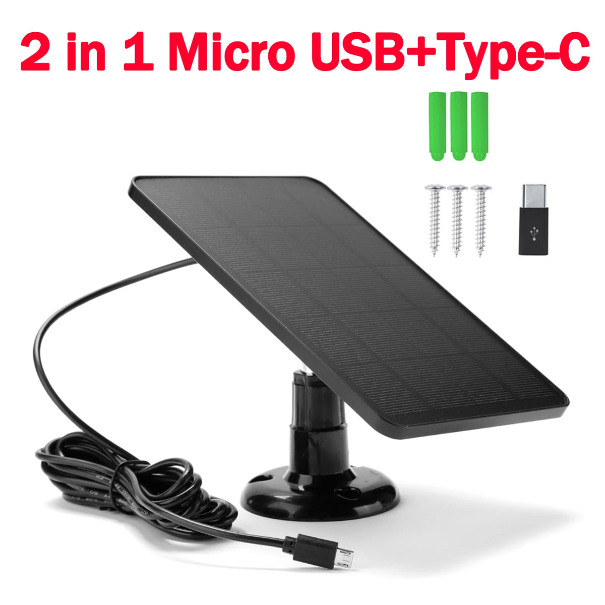 10W 5V Solar Panel Micro USB+Type-C 2in1 Outdoor Solar Cells Charger Solar Panels