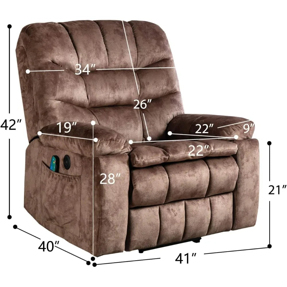 Large Power Lift Recliner Chairs with Massage and Heat for Elderly,