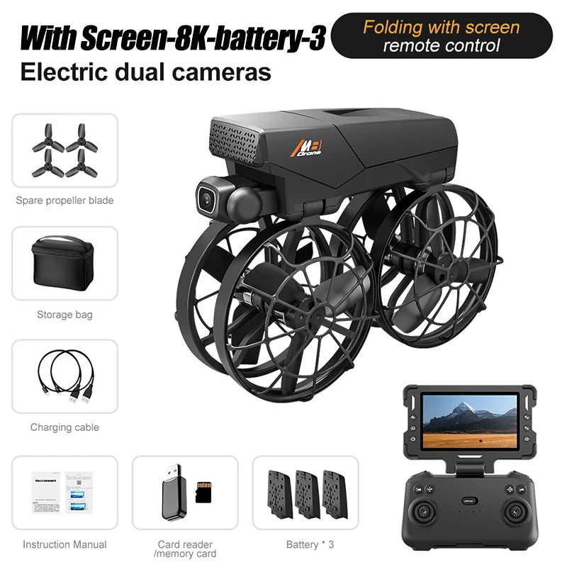 Original M8 Drone 4K Professional Dual Camera with Screen 5G WIFI FPV GPS Dron Brushless Optical Flow Hover Folding Quadcopter