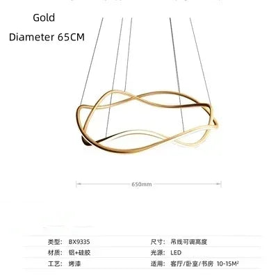 Modern Designer 3D Curved Pendant LED Chandelier