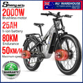 Shengmilo S600 26 inches adult electric mountain bike, 2000W dual motor ebike 7-speed electric bicycle，Fat Tire ebike17.5ah