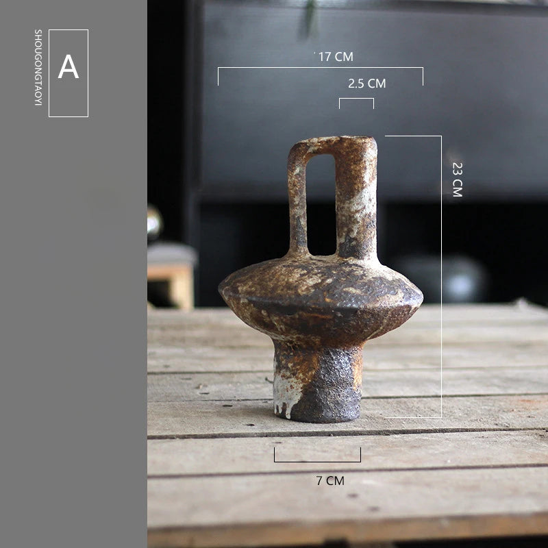 Retro Nostalgic Rough Clay Pottery Vases