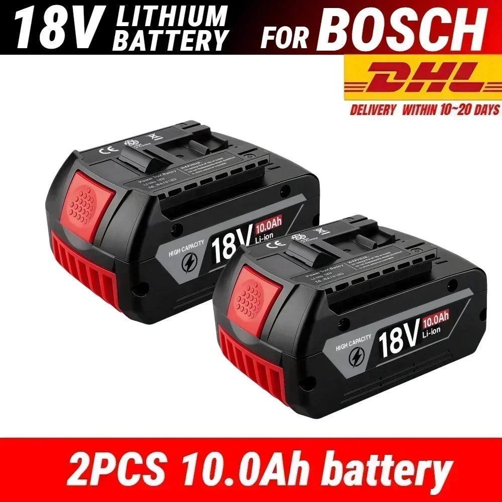 Rechargeable Lithium-Ion Battery for Bosch 18V Tools, 8/10/12.0 Ah Power Tool Batteries