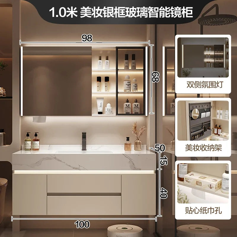 Luxury Bathroom Vanity Cabinet with Storage, Mirror, Wall Shelves