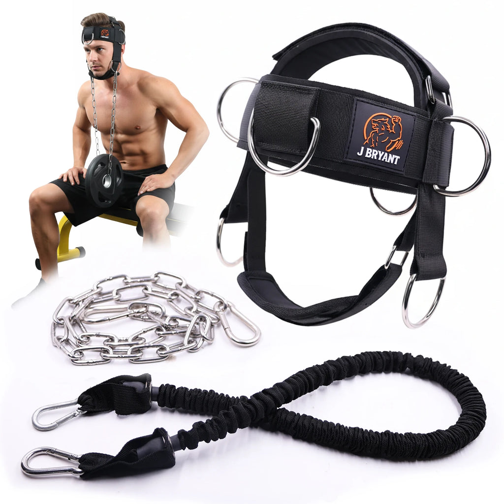 Adjustable Neck Harness for Resistance Bands & Weightlifting Multi-Directional Neck Training,