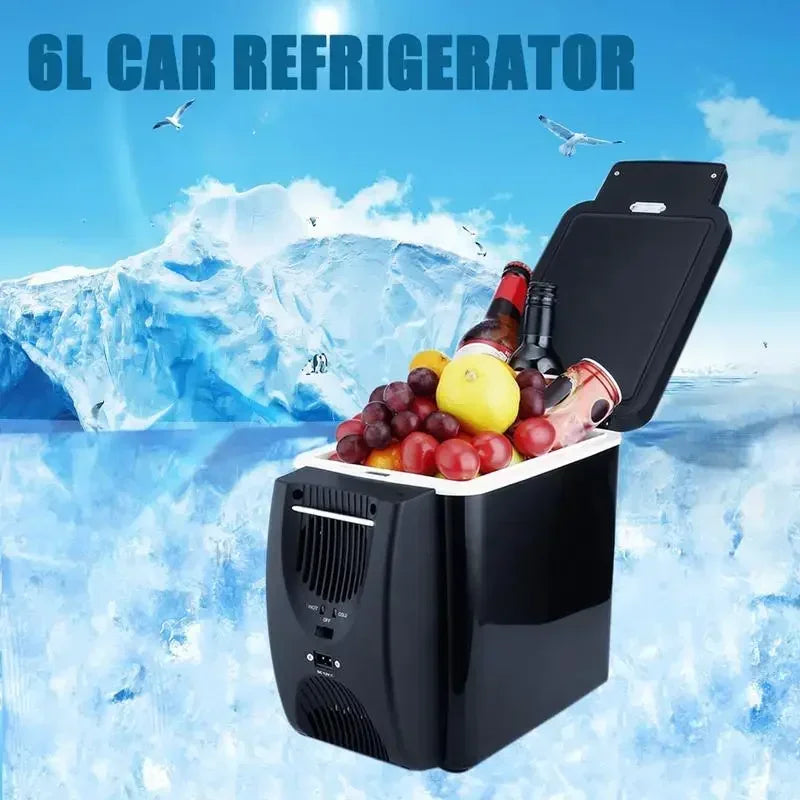 Portable Travel Refrigerator, Mini Electric Car Refrigerator 6L 12V