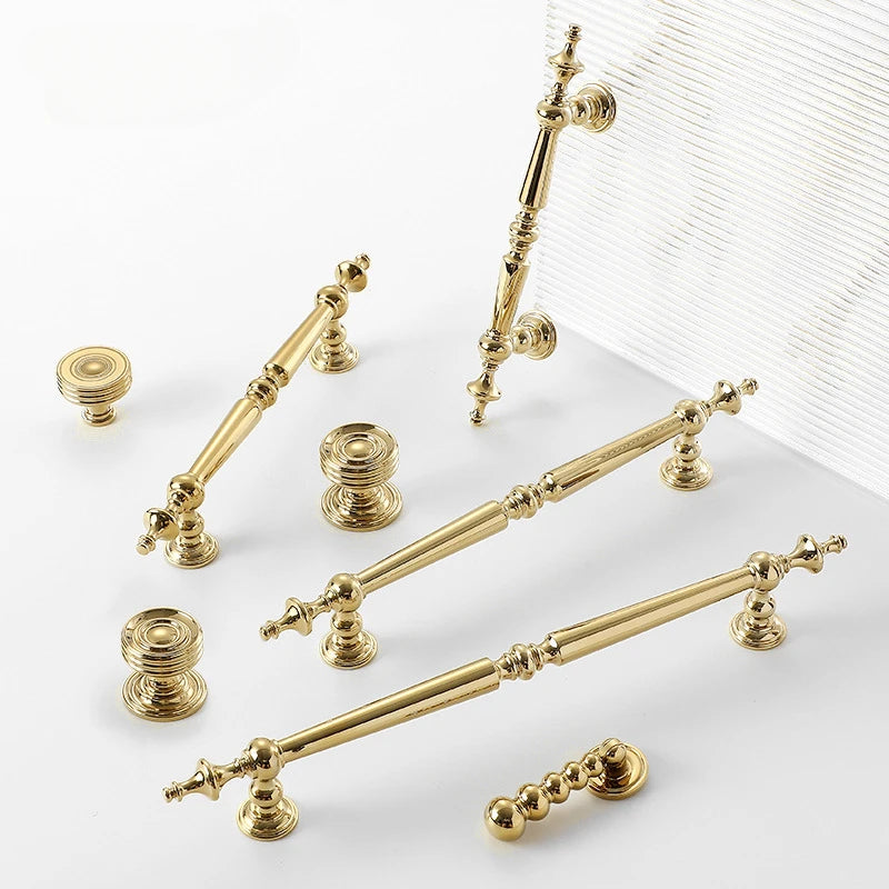 Bright Gold Luxury Solid Brass Handles for Cabinets and Drawers