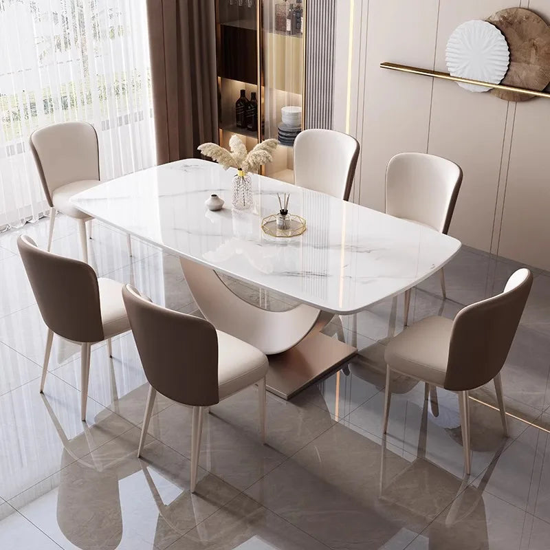 Modern Rectangular Marble Dining Table, Also Chairs