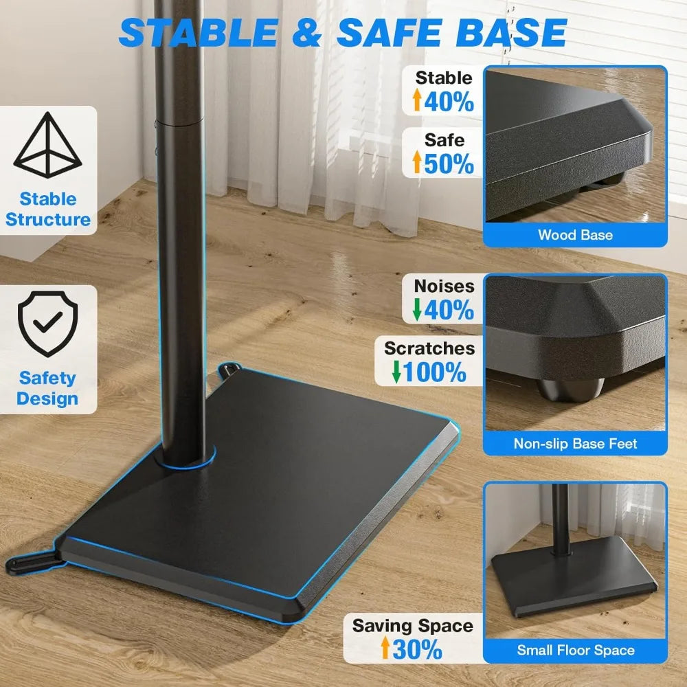 Height Adjustable Swivel Floor TV Stand for 32-60 inch TVs