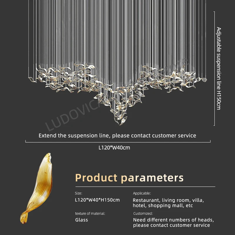 Large Customized Artistic Glass LED Chandelier